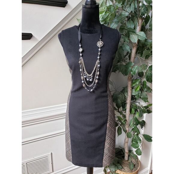 Women's Shift Dress XL Black Wool Stretch Casual Sleeveless Round Neck Back Zip - Picture 1 of 10